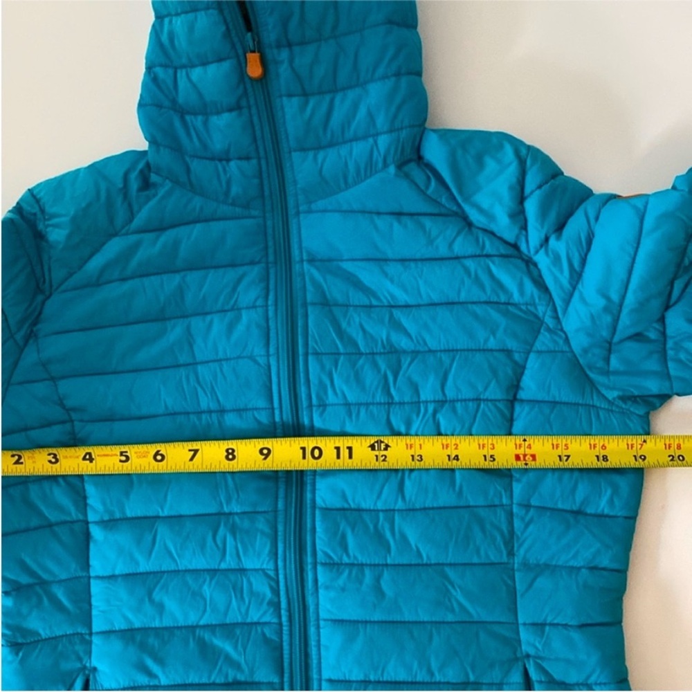 SAVE THE DUCK Women's Bright Blue Hooded Puffer Jacket - Picture 13 of 16